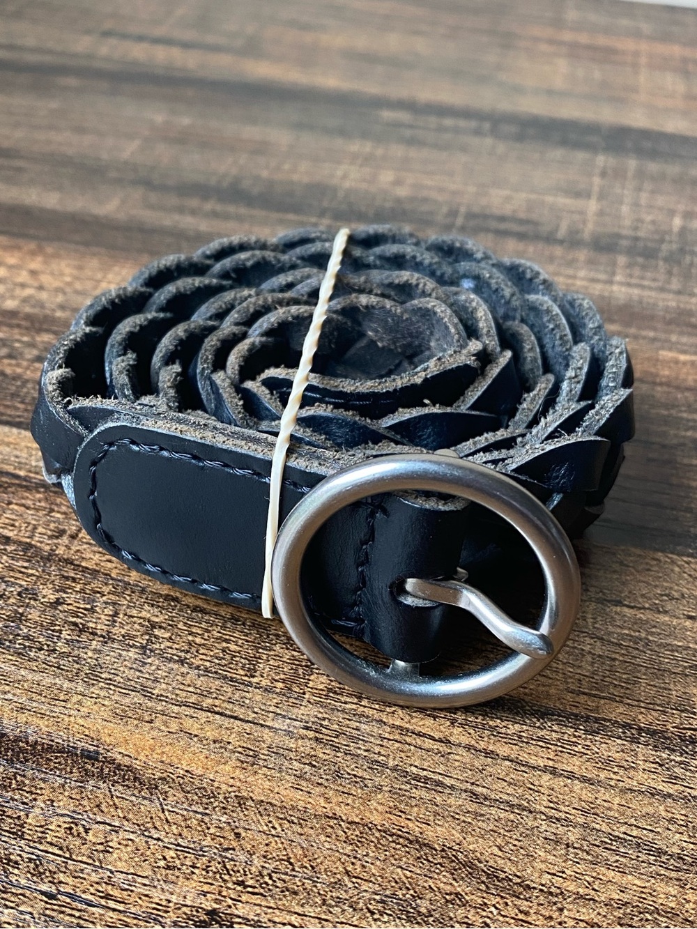 Vintage Woven Leather Belt, 28”
